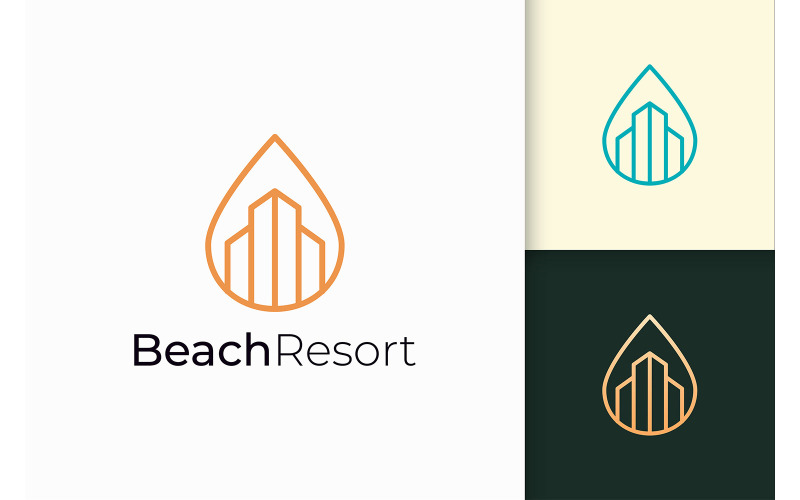 Modern Waterfront Hotel or Resort Logo Logo Template