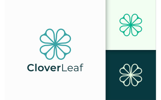 Shamrock or Clover Logo in Line and Love Shape