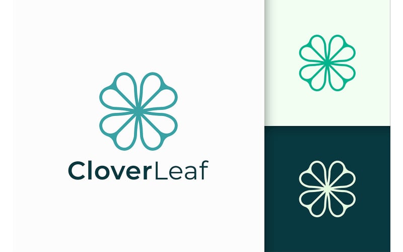 Shamrock or Clover Logo in Line and Love Shape Logo Template