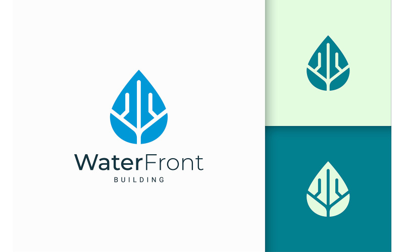 Waterfront Apartment or Property Logo for Business Logo Template