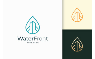 Waterfront Resort or Property Logo with Modern Style