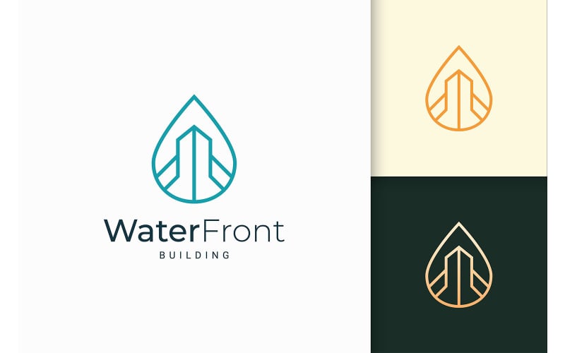 Waterfront Resort or Property Logo with Modern Style Logo Template