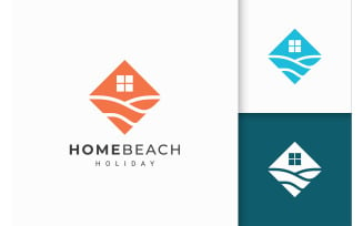 Beach Hotel or Resort Logo in Abstract Flat Shape