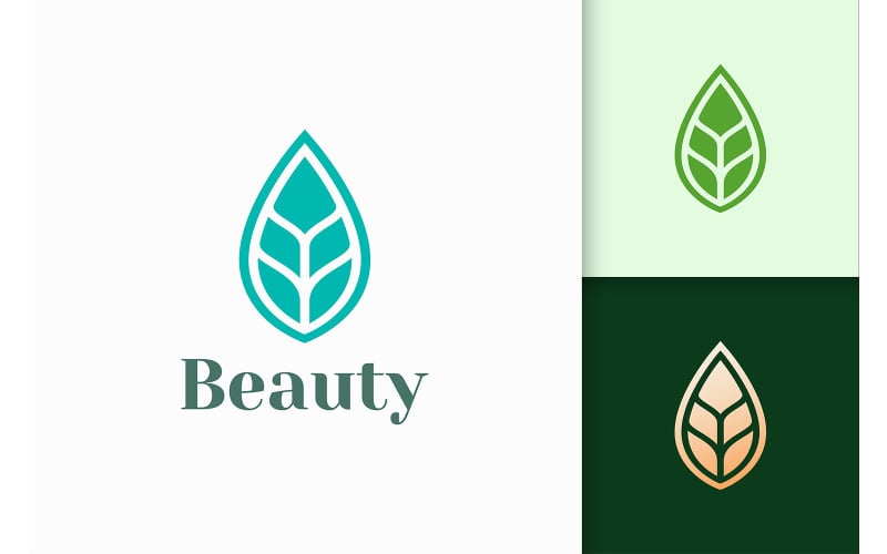 Beauty or Health Logo in Abstract and Clean Leaf Shape Logo Template