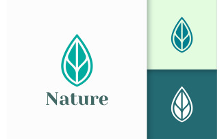 Beauty or Health Logo in Abstract and Minimalist Leaf Shape