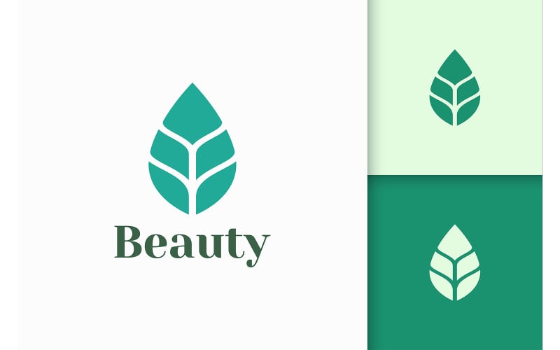 Beauty or Health Logo in Simple Leaf Shape Represent Nature Logo Template
