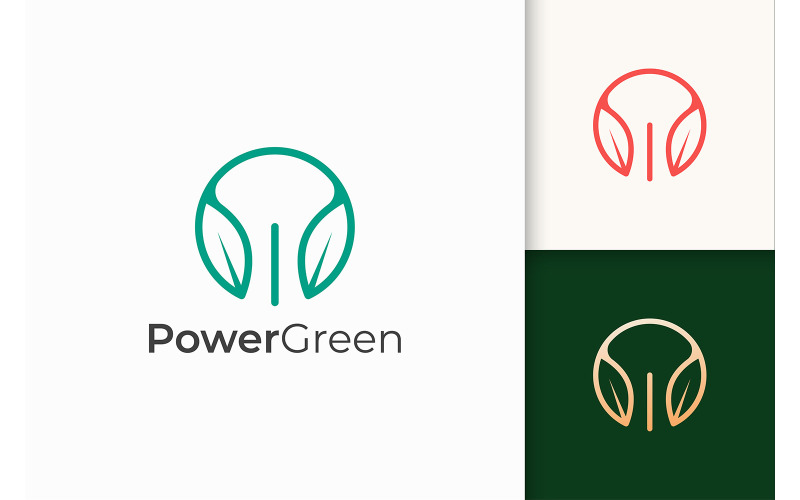 Combination Of Leaf Shape and Power with Modern Style Logo Template