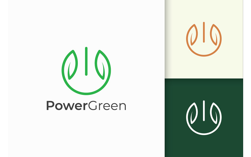 Combination Of Leaf Shape and Power Logo Template