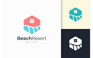 Home or Resort Logo in Waterfront for Real Estate Company