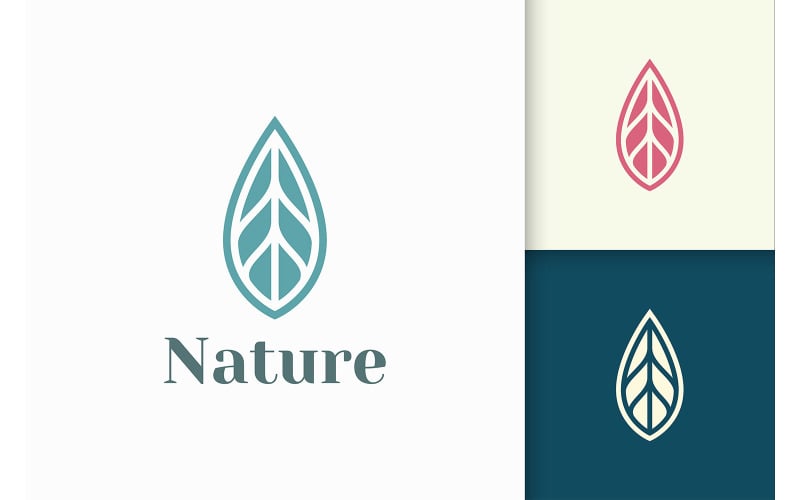 Leaf Logo in Simple and Clean Shape for Health and Beauty Logo Template