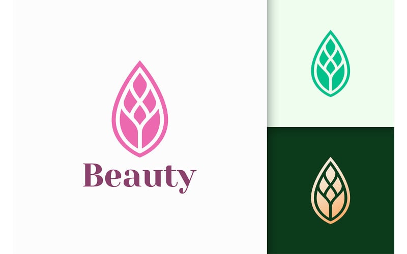 Leaf Logo in Simple and Feminine Style for Health and Beauty Logo Template