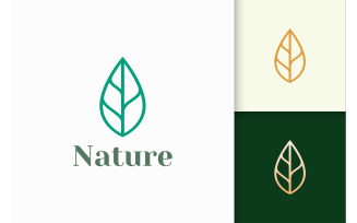 Leaf Logo in Simple Shape for Beauty and Health
