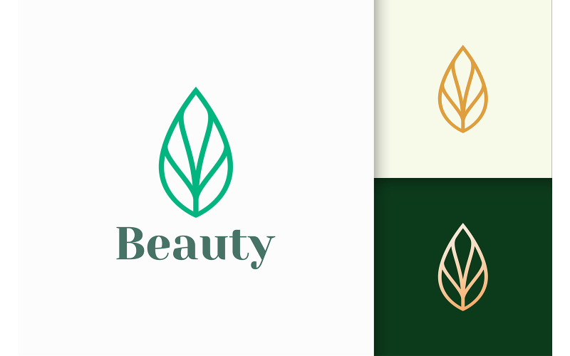 Leaf or Plant Logo in Simple Line Shape for Spa or Beauty Logo Template