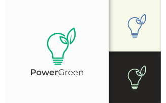 Light Bulb and Leaf Logo in Minimalist and Modern Shape