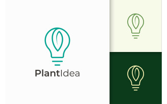 Light Bulb and Leaf Logo in Simple and Modern