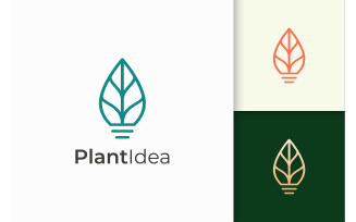 Light Bulb and Leaf Logo Represent Innovation