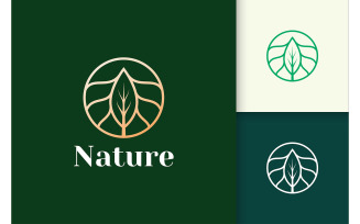 Luxury Flower Logo with Circle and Leaf