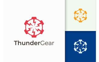 Mechanic Logo From Combination Of Lightning and Gear Shape