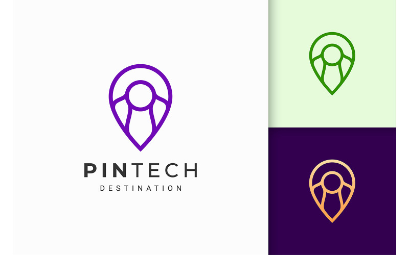Pin Logo or Marker in Modern Shape Represent Map or Position Logo Template
