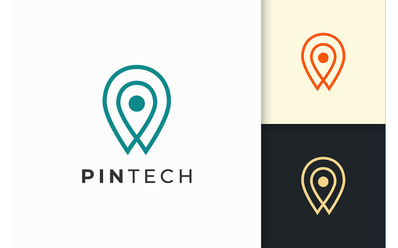 Pin Logo or Marker in Simple Shape Represent Location Logo Template