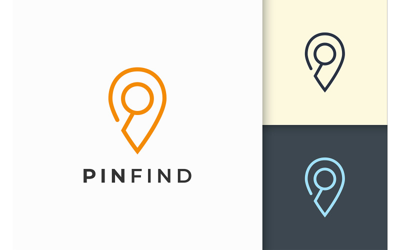 Pin or Marker Logo in Simple Represent Map or Position Logo Template
