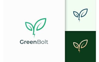 Plant and Lightning Logo in Simple and Modern Shape