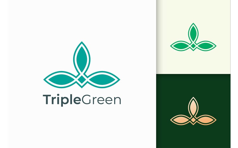 Triple Leaf Logo in Feminine and Luxury Style Logo Template