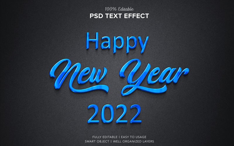 Blue 2022 New Year Text Effect Style Psd Product Mockup