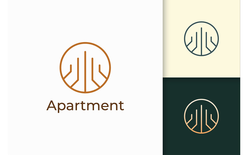 Building or Apartment Logo in Simple Line Shape Logo Template