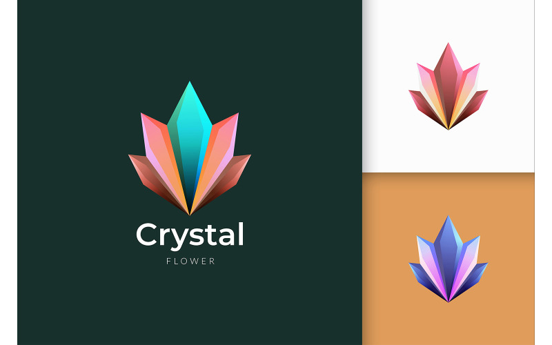 Crystal or Gem Logo with Shiny Colorful Logo Template