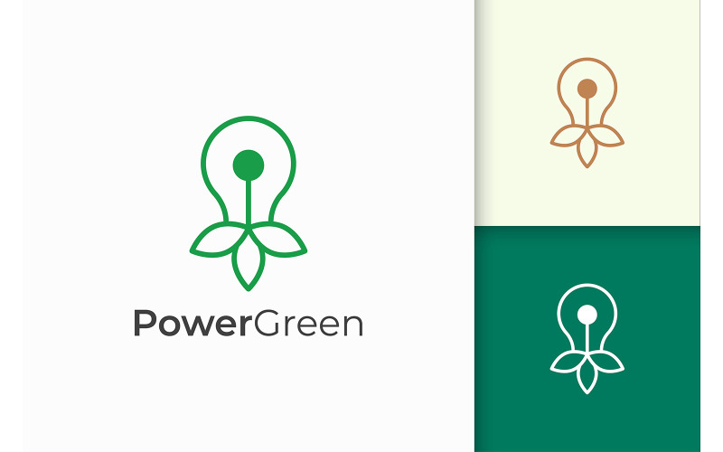 Light Bulb and Leaf Logo Template in Modern Style