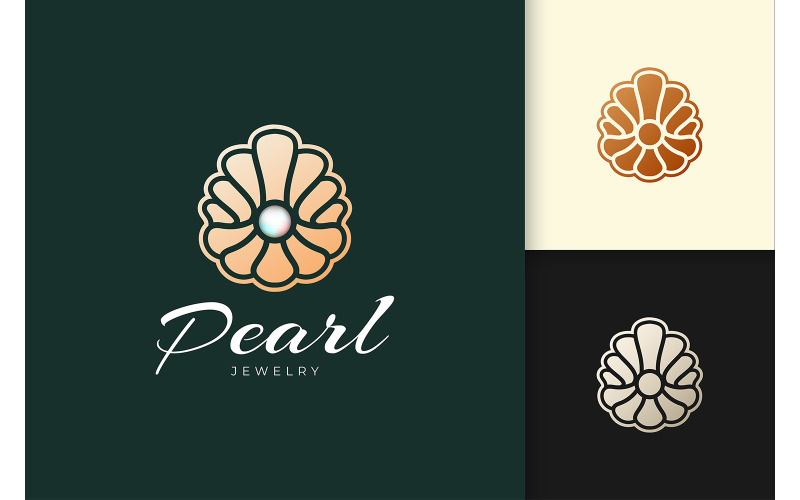 Luxury and High End Pearl Logo in Abstract Clam Shape Logo Template
