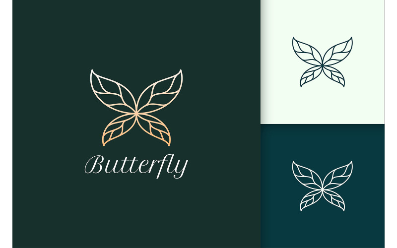 Luxury Butterfly with Leaf Wing for Beauty and Fashion Brand Logo Template