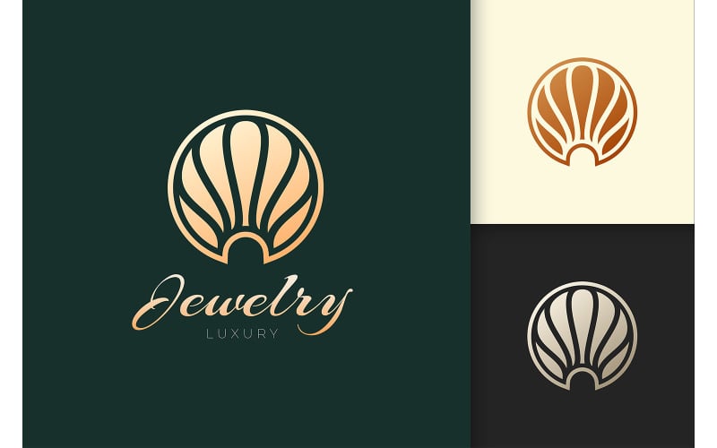 Luxury Pearl or Shell Logo Represent Jewelry or Gem Logo Template