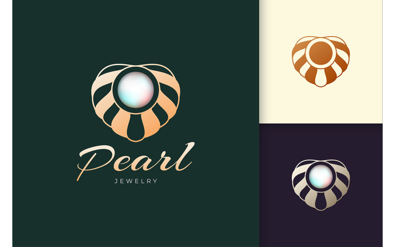Luxury Pearl with Clam Logo Represent Jewelry or Gem Logo Template