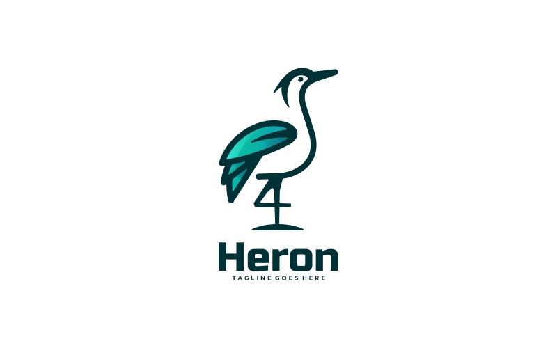 Heron Gradient Line Art Logo Logo Template