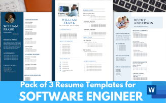 Pack of 3 Resume Templates for Software Engineer - MS word CV RESUME FORMAT