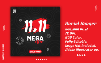 Social Media Ads Promotional 11-11 Vector Banner
