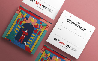 Christmas Gift Card Template - Cubism Style