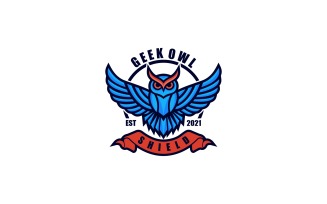 Owl Color Badge logo Template