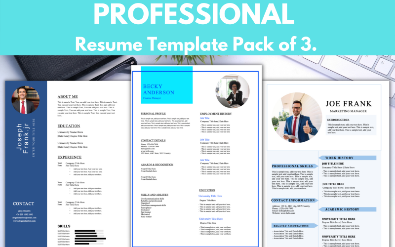 Pack of 3 Professional Resume / CV Template - Microsoft Word Resume CV Format Resume Template
