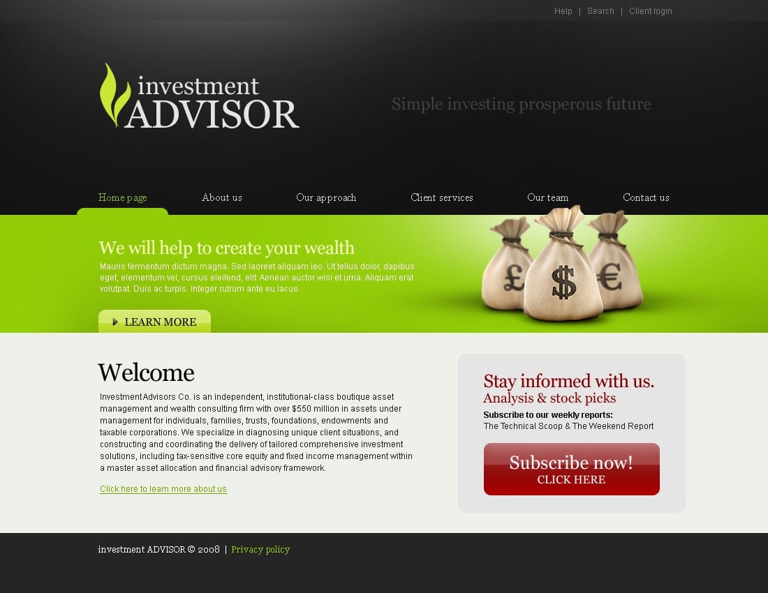 Investment Company Website Template #21610