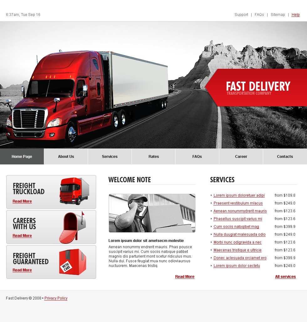 Truck Free Web Templates