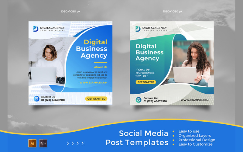 Digital Business Agency - Social Media Post and Banners Templates