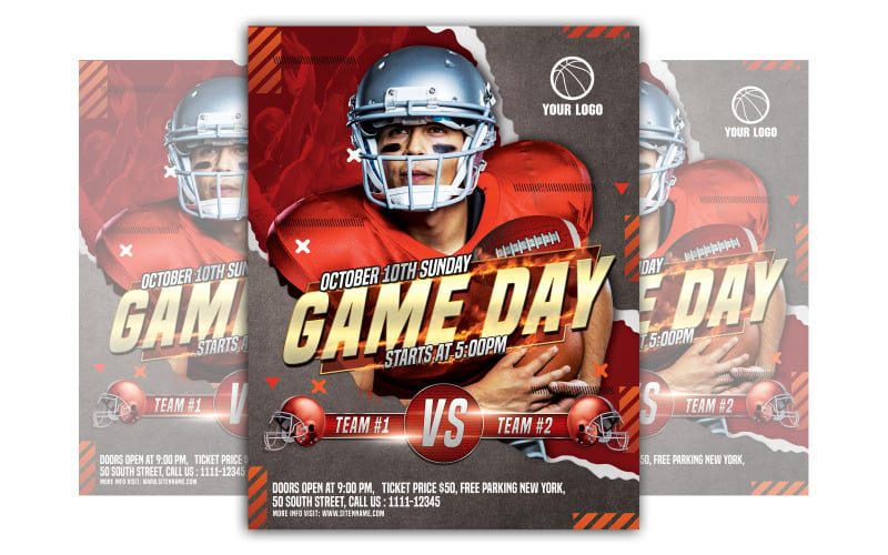 Professional American Football Flyer Template Corporate Identity