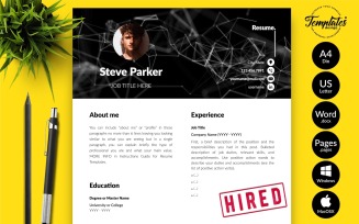Steve Parker - Creative CV Resume Template with Cover Letter for Microsoft Word & iWork Pages