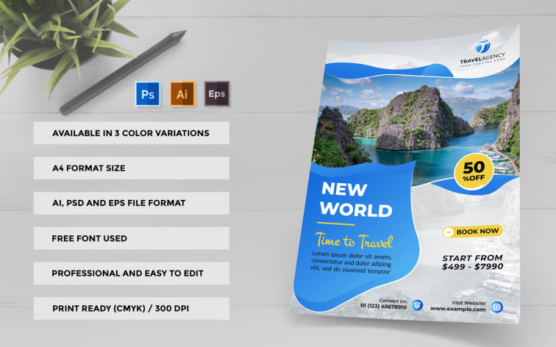 Time To Travel Holiday And Tour Advertising Flyer And Banner Template Corporate Identity