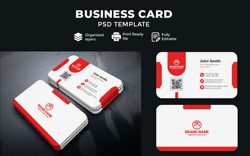 Creative Red Business Card Template Corporate Identity