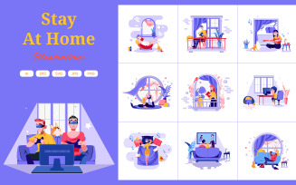 M341 - Stay At Home Illustration Pack