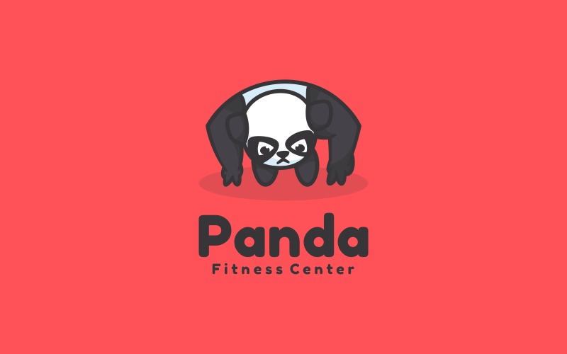 Panda Push Up Cartoon Logo Logo Template